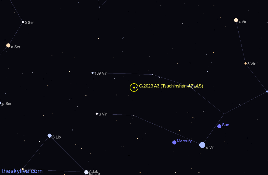 C/2023 A3 (Tsuchinshan-ATLAS) in Virgo on Oct 13, 2024.